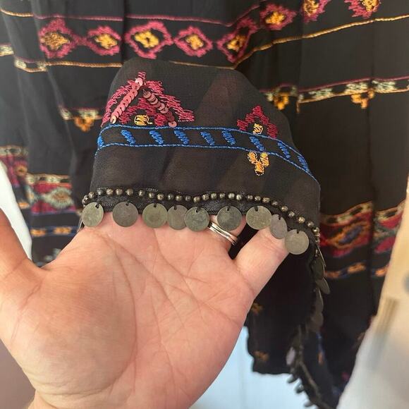 Chico’s Elastic Waist Maxi Skirt Size 1 (M/8) Beaded Sequin Embroidered Boho NWT - Picture 4 of 11